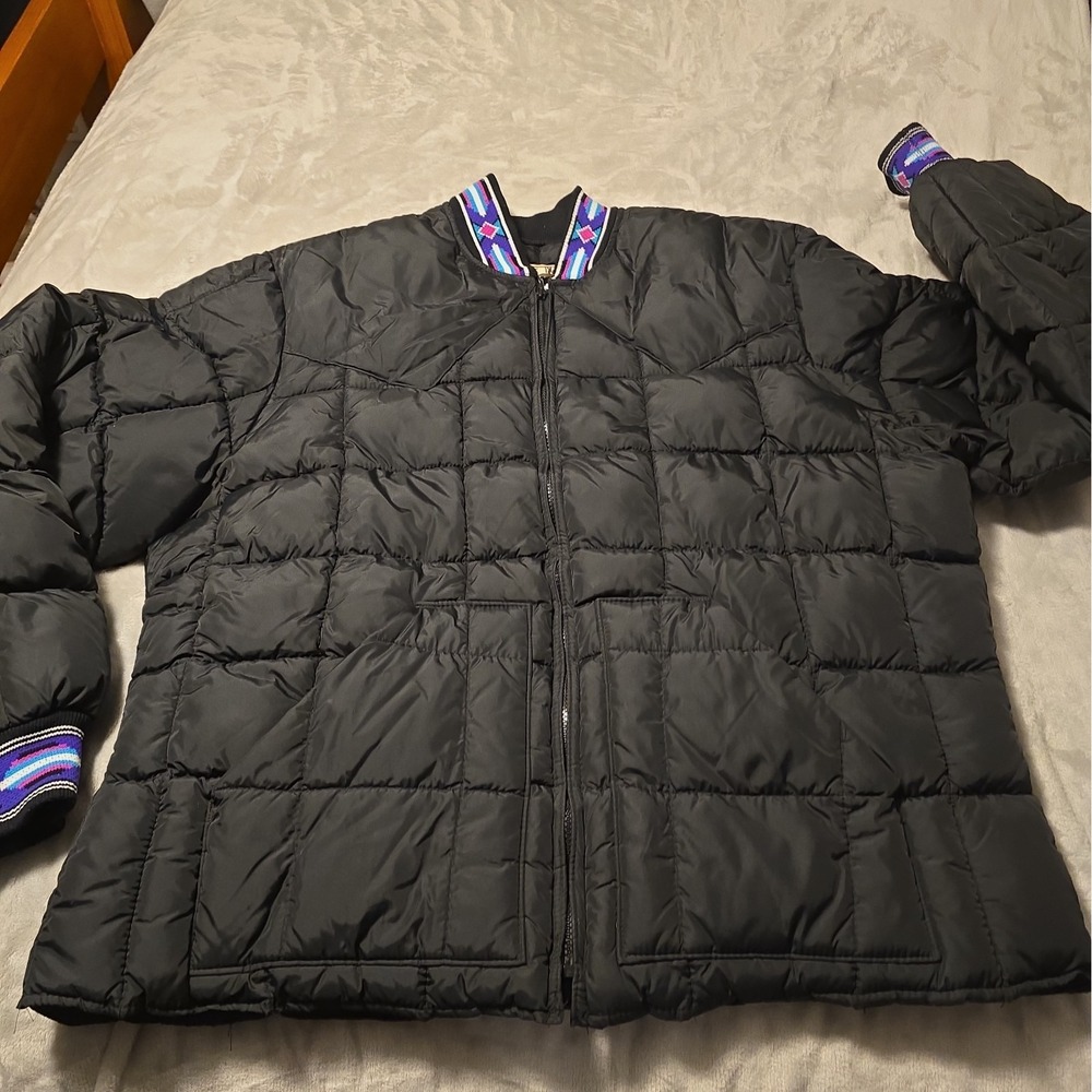 Walls Blizzard Pruf Quilted Insulated Puffer Black Aztec Vintage See Measurement